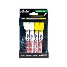 Маркер с жидкой быстросохнущей краской Markal Valve Action Paint Marker Retail Pack 4 шт (2 Белых+2 Желтых) 22234