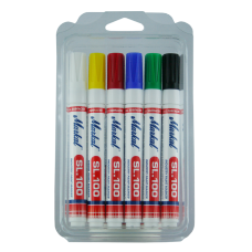 Универсальный маркер с жидкой быстросохнущей краской SL.100 Markers, Set of 6 Colour (Белый,Желтый,Красный,Синий,Зеленый, Черный )31200120
